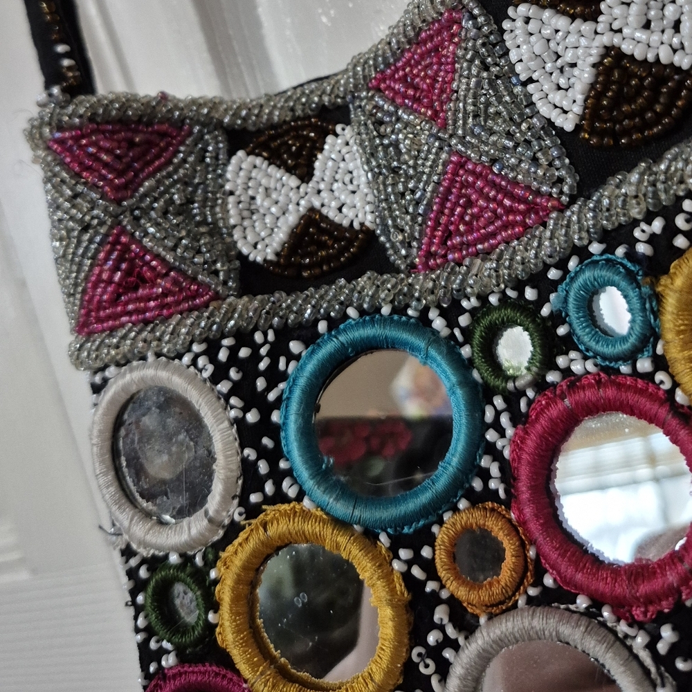Christian Livingston Y2k Beaded And Embroidered Crossbody With Circular Mirrors - Picture 11 of 13